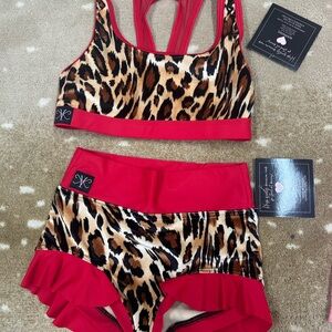 Leopard Print Dance Costume with Red Accents